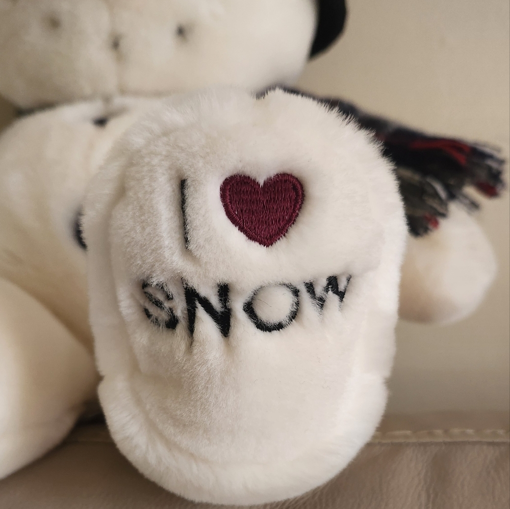 Russ Plush Snowman Named Snowflake with “I Love Snow” on Foot 15" - Picture 2 of 5
